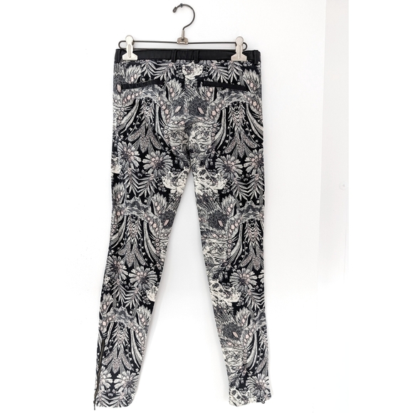 2/15$Zara Trafaluc Black and White Patterned Pants With Leather-like Trim Size 2 - Picture 7 of 11